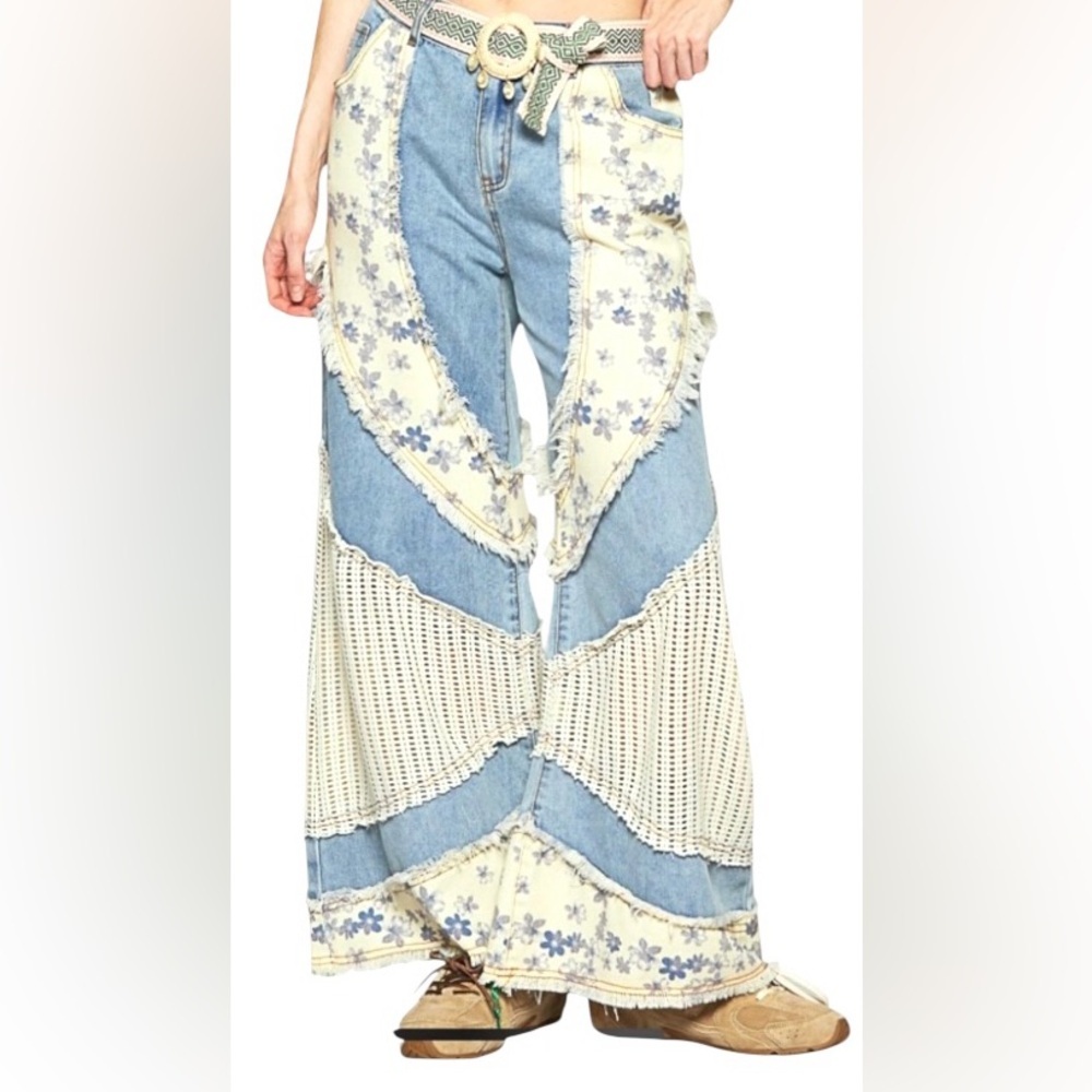 POL Wavy Contrasting Patchwork Jeans - image 1